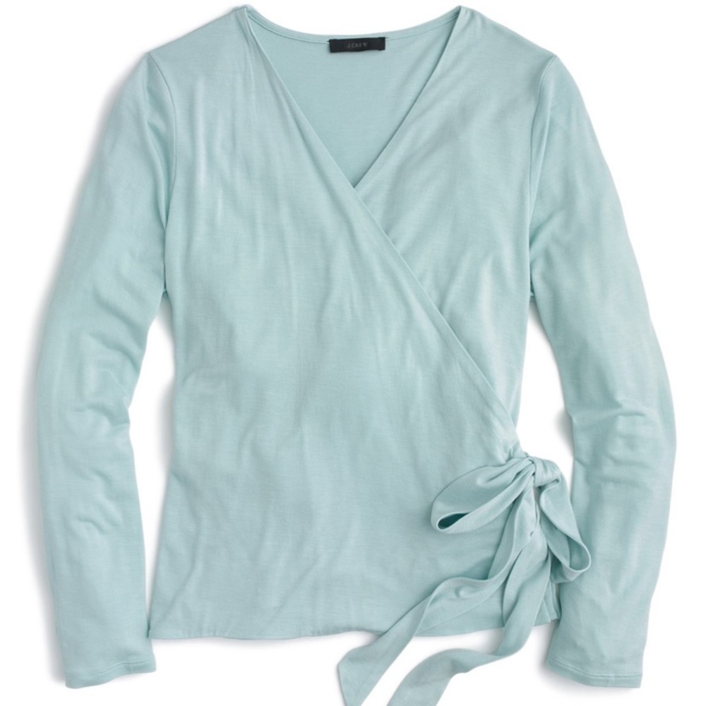 J Crew Wrap and Tie Top Sundrenched Aqua Blue L